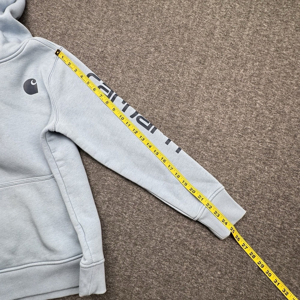 Carhartt Hoodie Sweatshirt Women's Sz Medium 8-10 Relaxed Fit Pullover Blue - Picture 12 of 15
